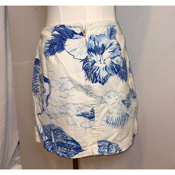 BDG Urban Outfitters Serafina/Size Small/White/Blue/Cherub/Floral/Mini/Beachy - Picture 2 of 2